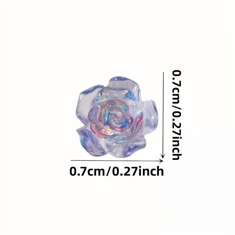 50 pcs 3D Aurora Acrylic Camellia Flower Charms for Nail Art