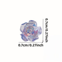 50 pcs 3D Aurora Acrylic Camellia Flower Charms for Nail Art