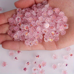 50 pcs 3D Aurora Acrylic Camellia Flower Charms for Nail Art
