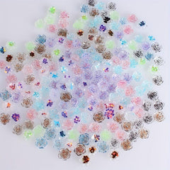 50 pcs 3D Aurora Acrylic Camellia Flower Charms for Nail Art