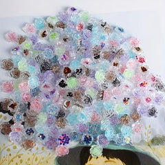 50 pcs 3D Aurora Acrylic Camellia Flower Charms for Nail Art