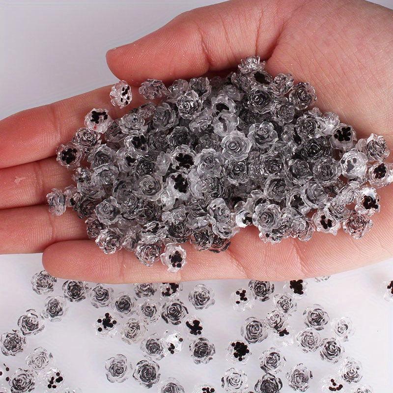 50 pcs 3D Aurora Acrylic Camellia Flower Charms for Nail Art