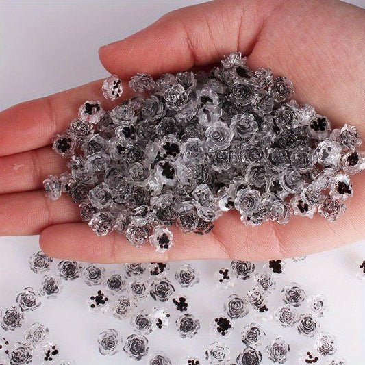 50 pcs 3D Aurora Acrylic Camellia Flower Charms for Nail Art