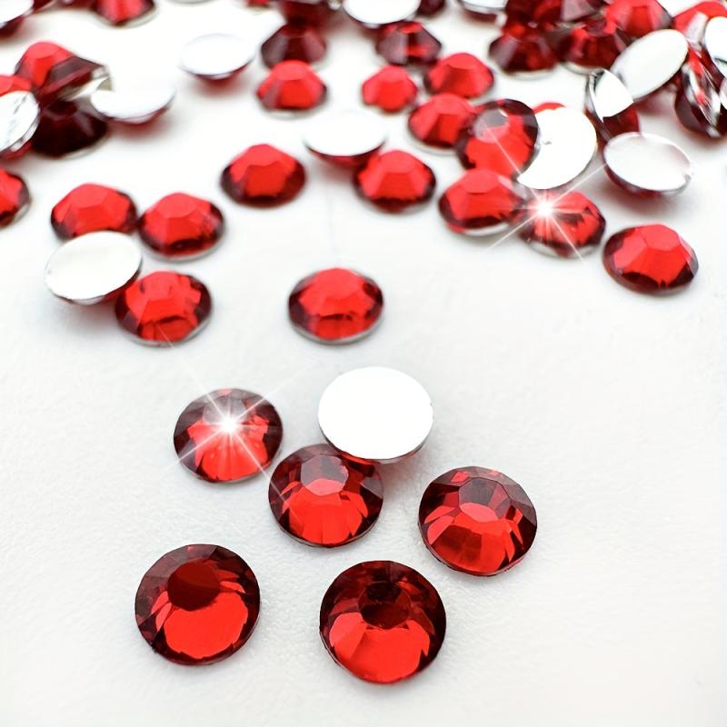 100-500pcs Red Flatback Resin Nail Art Rhinestones Round Gemstones