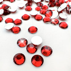 100-500pcs Red Flatback Resin Nail Art Rhinestones Round Gemstones