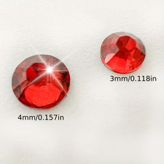 100-500pcs Red Flatback Resin Nail Art Rhinestones Round Gemstones