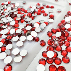 100-500pcs Red Flatback Resin Nail Art Rhinestones Round Gemstones