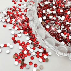 100-500pcs Red Flatback Resin Nail Art Rhinestones Round Gemstones