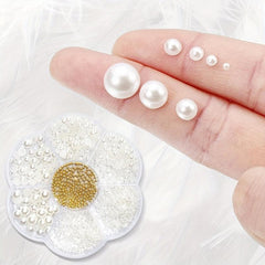 3 Boxes Flatback Nail Pearls Multiple Sizes for Nails & Crafts
