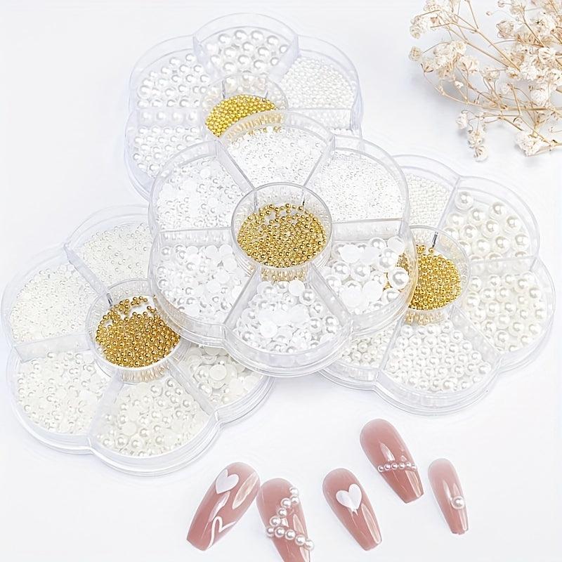 3 Boxes Flatback Nail Pearls Multiple Sizes for Nails & Crafts