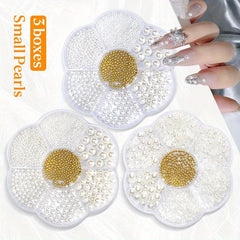 3 Boxes Flatback Nail Pearls Multiple Sizes for Nails & Crafts