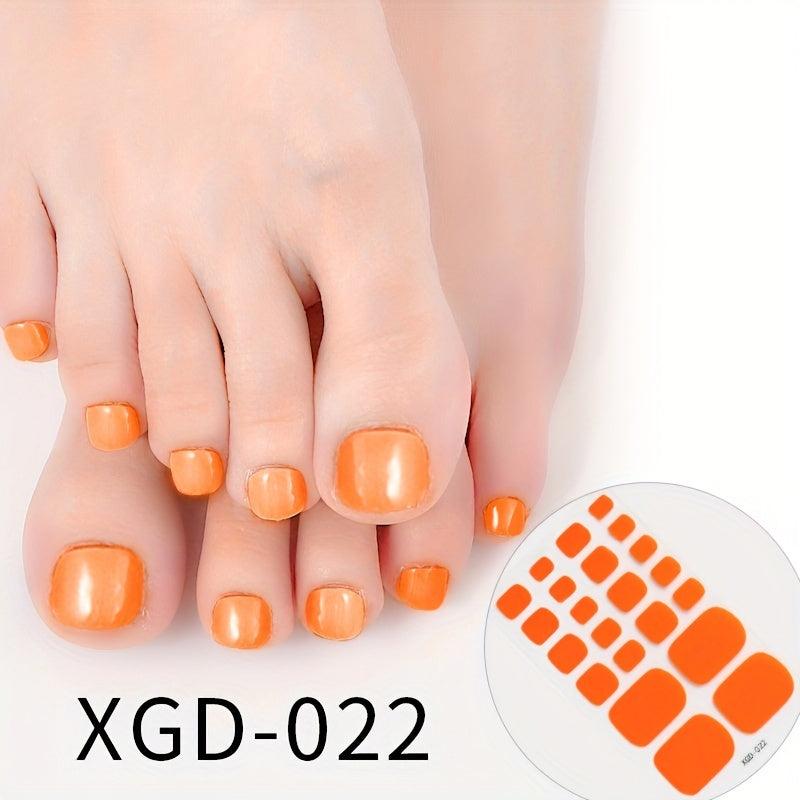 Waterproof Toenail Stickers Full Wraps Solid Toenail Polish Strips