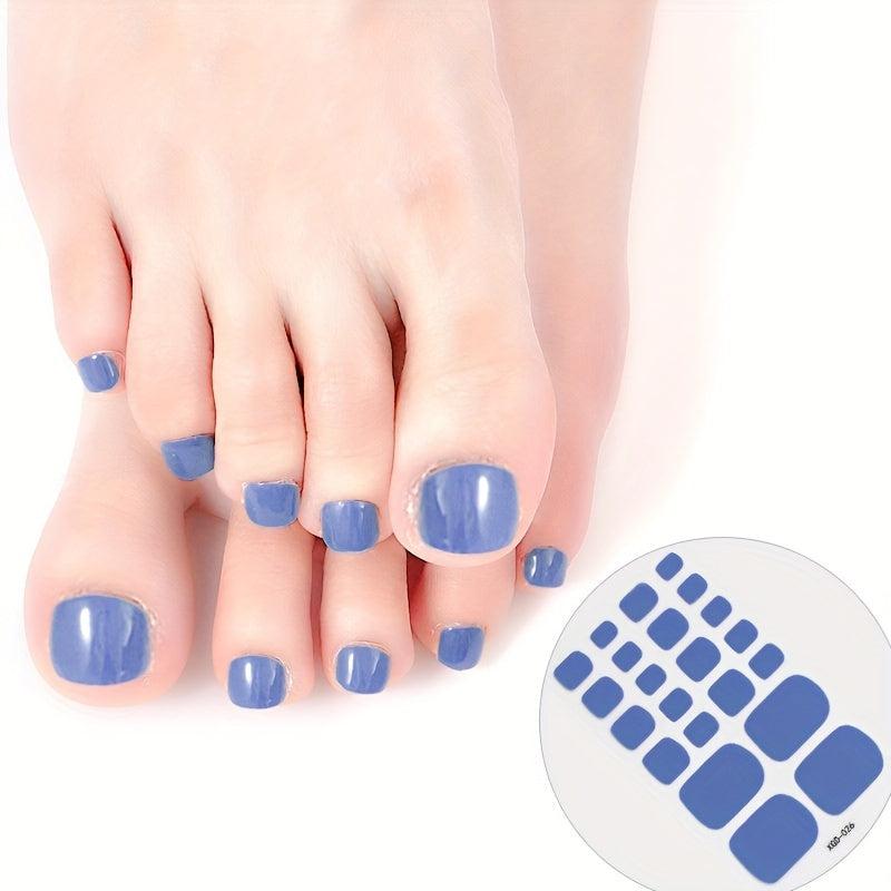 Waterproof Toenail Stickers Full Wraps Solid Toenail Polish Strips