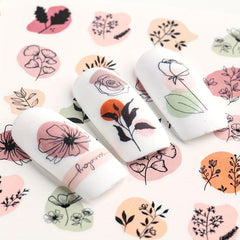 4 Pcs Flower Leaves Nail Art Stickers Spring Manicure Decorative Ornament