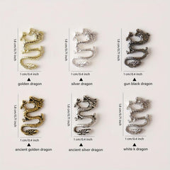 5pcs 3D Dragon Nail Charms Vintage Chinese Style Nail Art Accessories