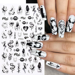 Halloween Nail Art Stickers Skull Decals 3D Autumn Leaf Pumpkin
