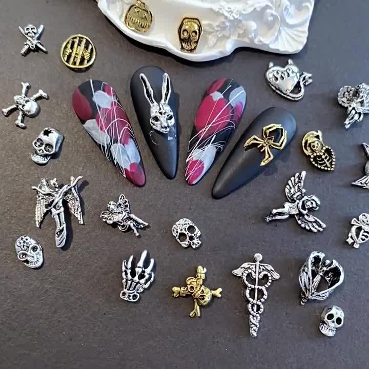 20pcs Vintage Metal Nail Accessories Halloween Alloy Nail Charms Manicure Art