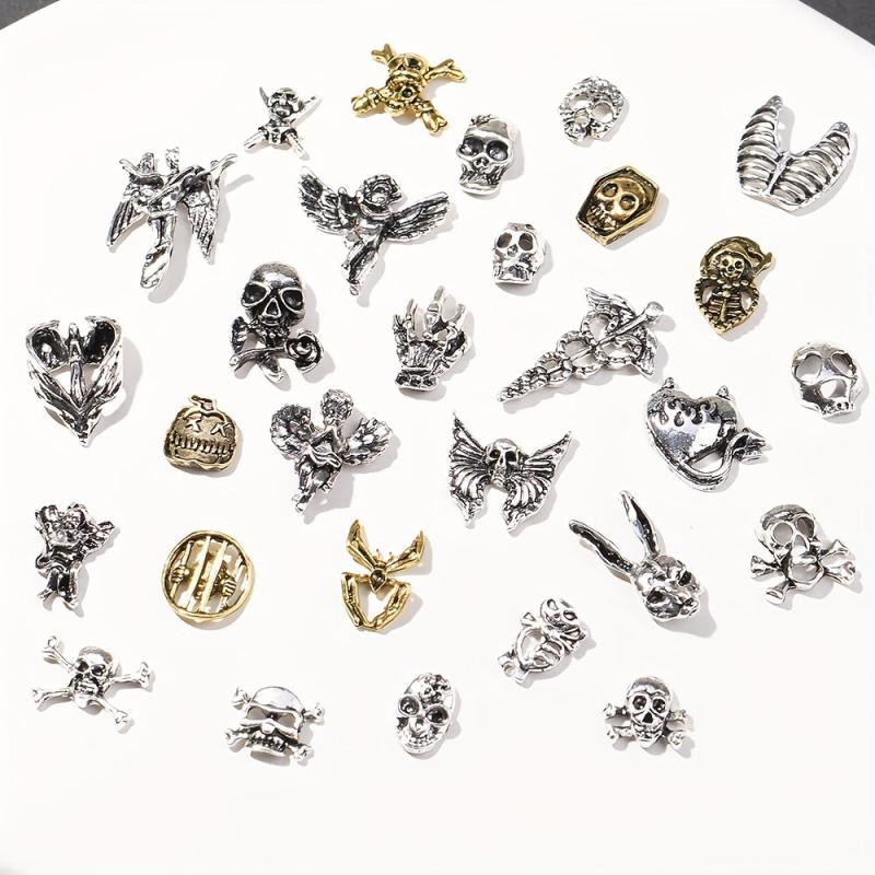 20pcs Vintage Metal Nail Accessories Halloween Alloy Nail Charms Manicure Art