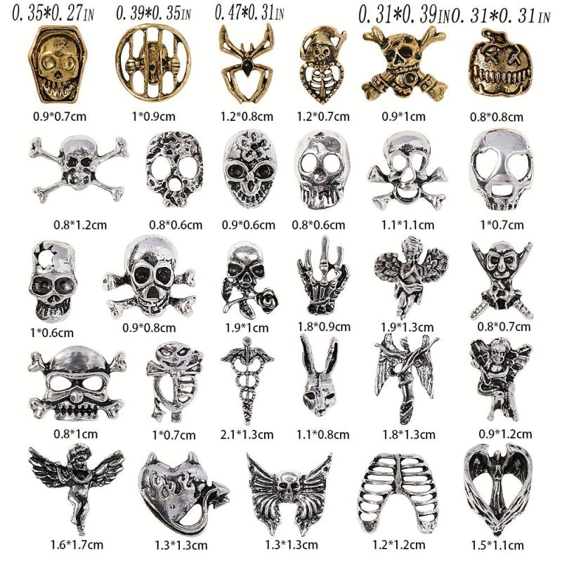 20pcs Vintage Metal Nail Accessories Halloween Alloy Nail Charms Manicure Art