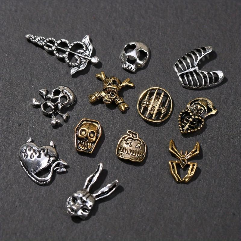 20pcs Vintage Metal Nail Accessories Halloween Alloy Nail Charms Manicure Art