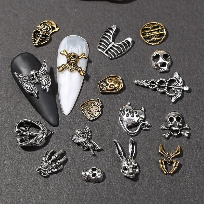 20pcs Vintage Metal Nail Accessories Halloween Alloy Nail Charms Manicure Art