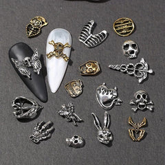 20pcs Vintage Metal Nail Accessories Halloween Alloy Nail Charms Manicure Art