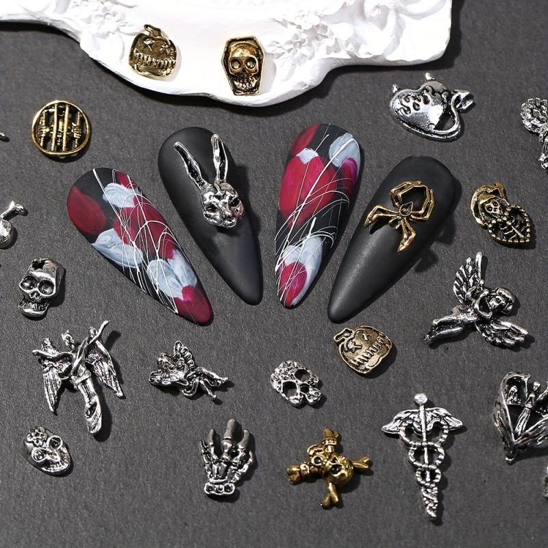 20pcs Vintage Metal Nail Accessories Halloween Alloy Nail Charms Manicure Art