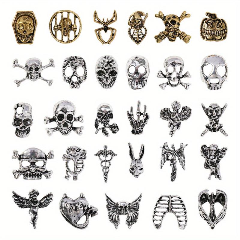 20pcs Vintage Metal Nail Accessories Halloween Alloy Nail Charms Manicure Art