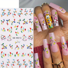 5D Christmas Nail Art Stickers Jingling Bell Elk Snowman Santa Claus Balloon