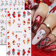 5D Christmas Nail Art Stickers Jingling Bell Elk Snowman Santa Claus Balloon