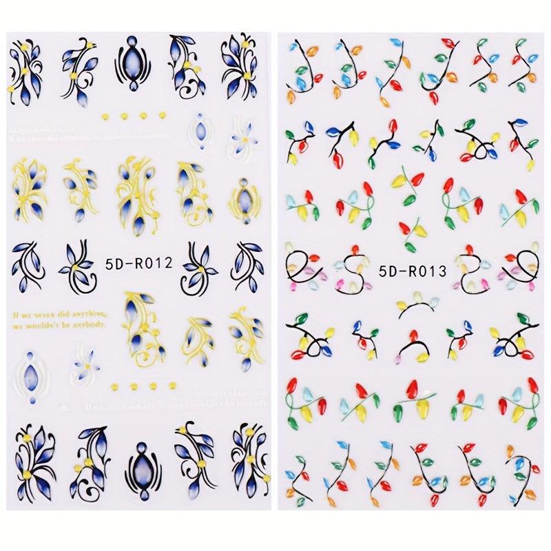 5D Christmas Nail Art Stickers Jingling Bell Elk Snowman Santa Claus Balloon