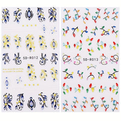 5D Christmas Nail Art Stickers Jingling Bell Elk Snowman Santa Claus Balloon