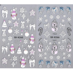 5D Glitter Christmas Nail Stickers Bear Snowman Snowflakes Bell
