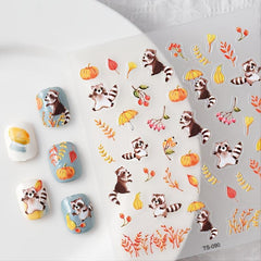 5D Pumpkin Nail Sticker Flounce Nail Patch Decor