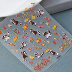 5D Pumpkin Nail Sticker Flounce Nail Patch Decor