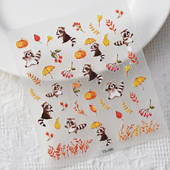 5D Pumpkin Nail Sticker Flounce Nail Patch Decor