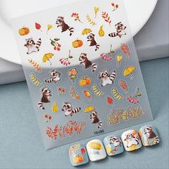 5D Pumpkin Nail Sticker Flounce Nail Patch Decor