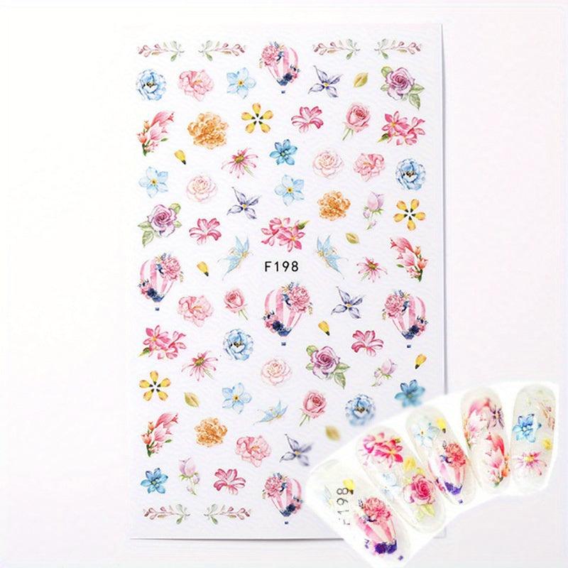 3D Floral Nail Art Stickers Spring Leaves Self Adhesive Decals