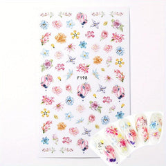 3D Floral Nail Art Stickers Spring Leaves Self Adhesive Decals