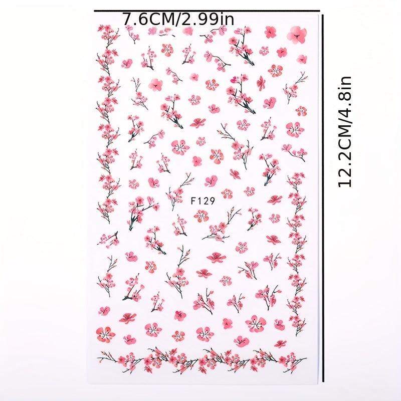 3D Floral Nail Art Stickers Spring Leaves Self Adhesive Decals