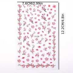 3D Floral Nail Art Stickers Spring Leaves Self Adhesive Decals
