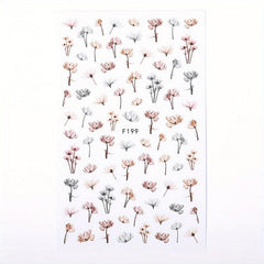 3D Floral Nail Art Stickers Spring Leaves Self Adhesive Decals