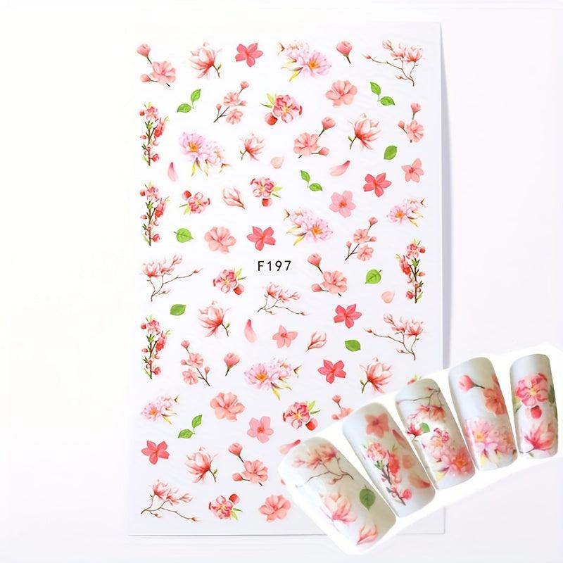 3D Floral Nail Art Stickers Spring Leaves Self Adhesive Decals