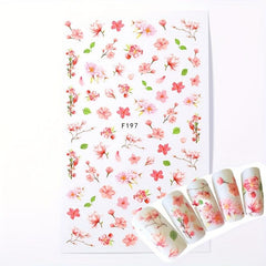 3D Floral Nail Art Stickers Spring Leaves Self Adhesive Decals