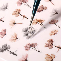 3D Floral Nail Art Stickers Spring Leaves Self Adhesive Decals