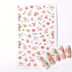3D Floral Nail Art Stickers Spring Leaves Self Adhesive Decals