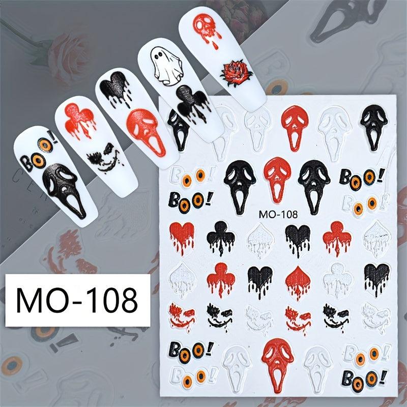 5D Halloween Nail Stickers Eyeball Skull Spider