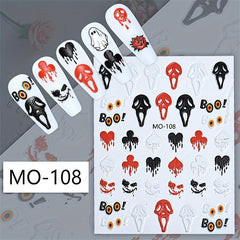 5D Halloween Nail Stickers Eyeball Skull Spider