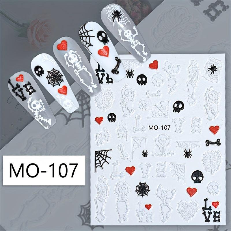 5D Halloween Nail Stickers Eyeball Skull Spider