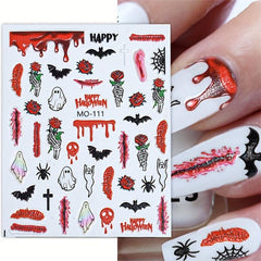 5D Halloween Nail Stickers Eyeball Skull Spider